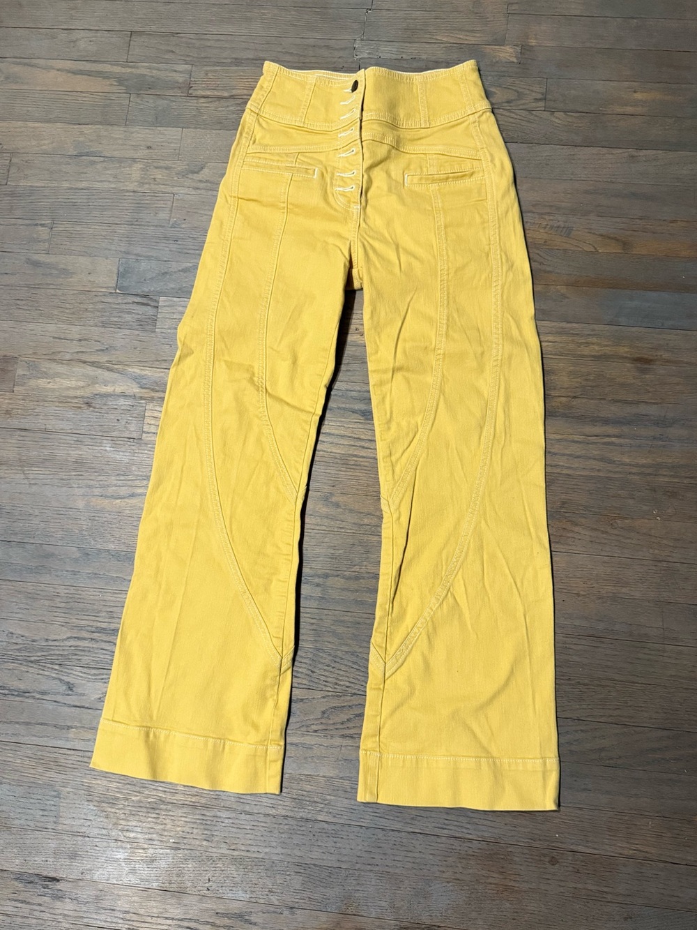 Ulla Johnson Bright Yellow High-Rise Wide-Leg Jeans